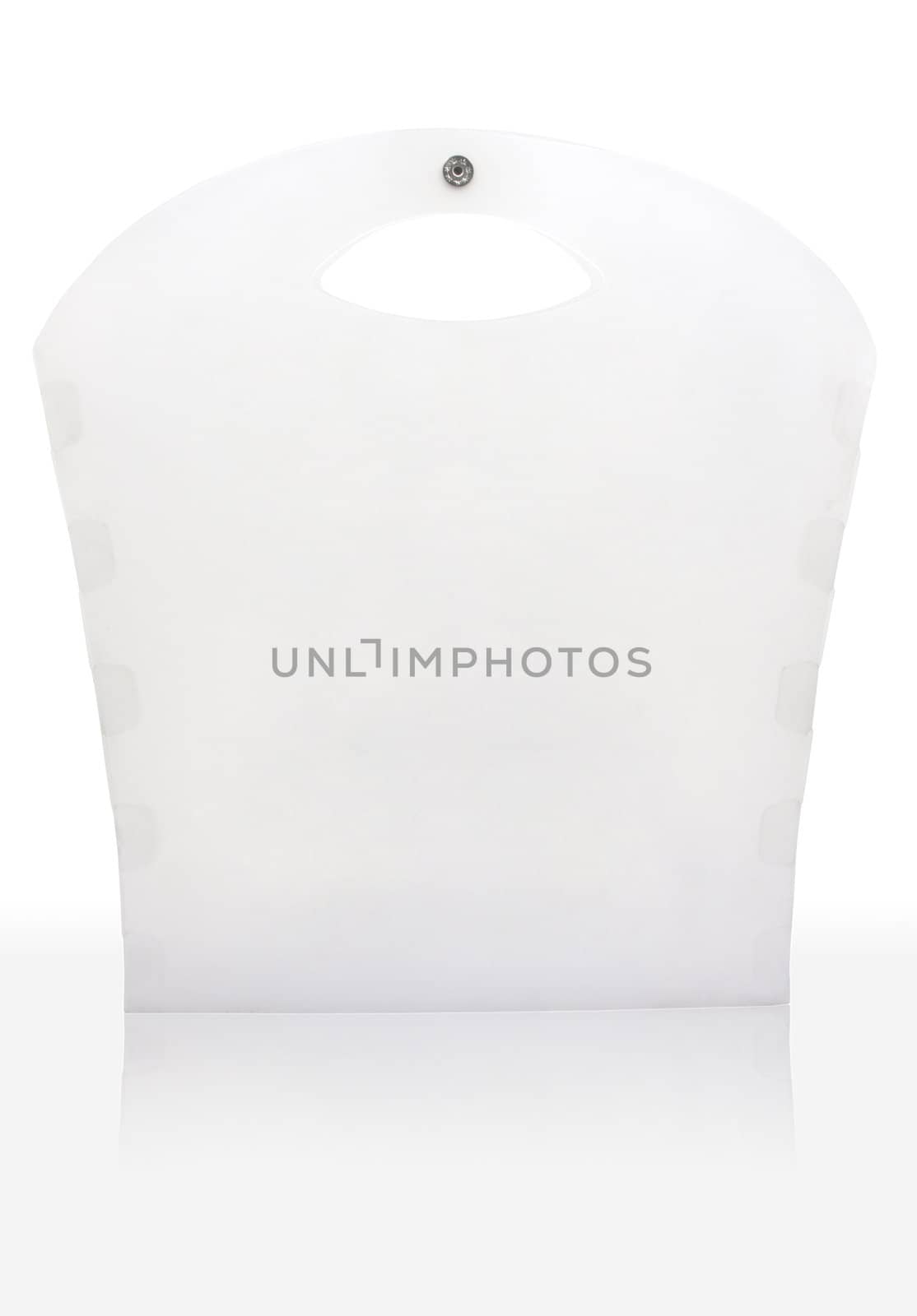 Polypropylene (PP) plastic bag on white background