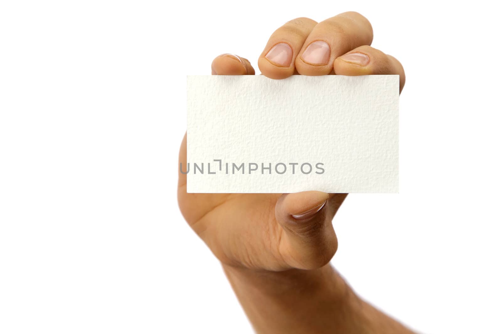 Man's hand with a business card by Antartis