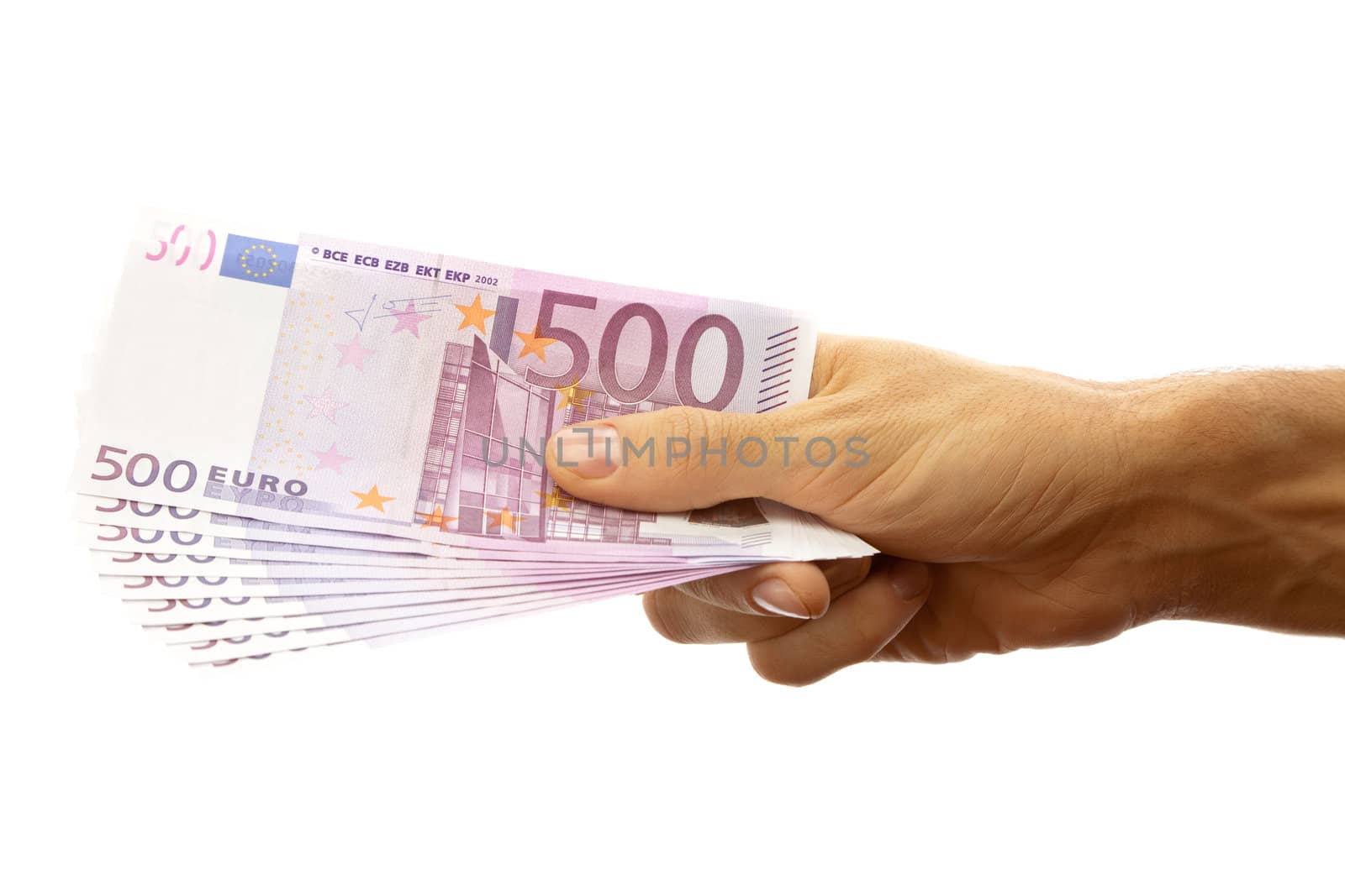 Euro banknotes in the men's hand by Antartis