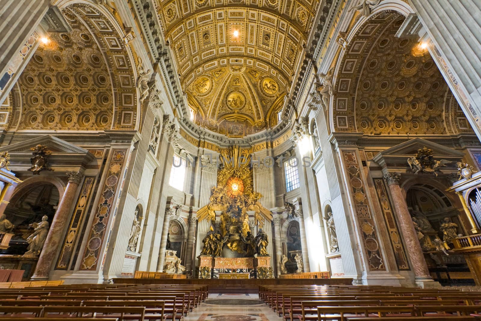 Saint Peter's basilica interior in Vatican, Rome, Italy