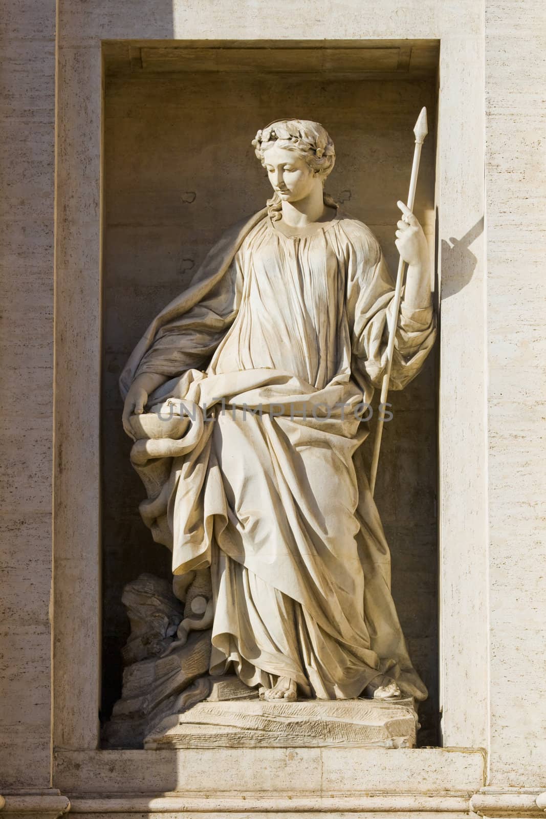 Fragment of a fountain of Trevi. Rome, Italy