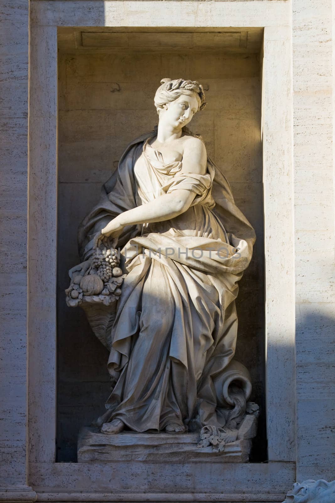 Fragment of a fountain of Trevi. Rome, Italy