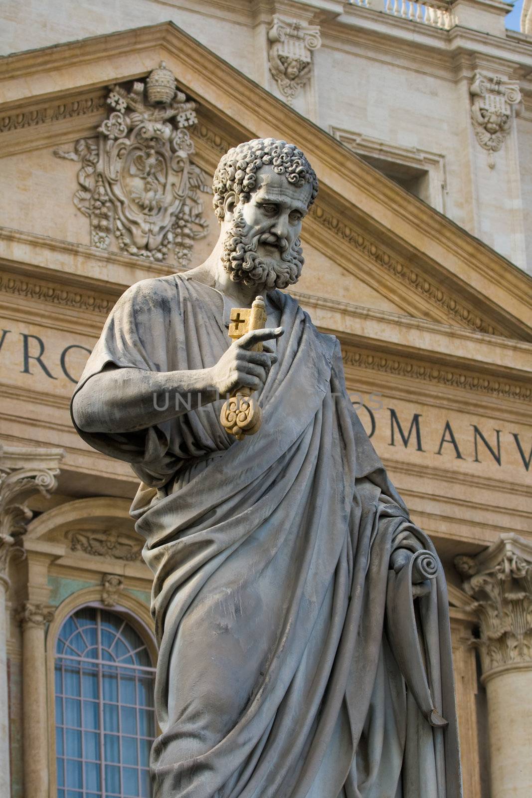 Sacred Peter's statue in Vatican.Rome, Italy. Detail