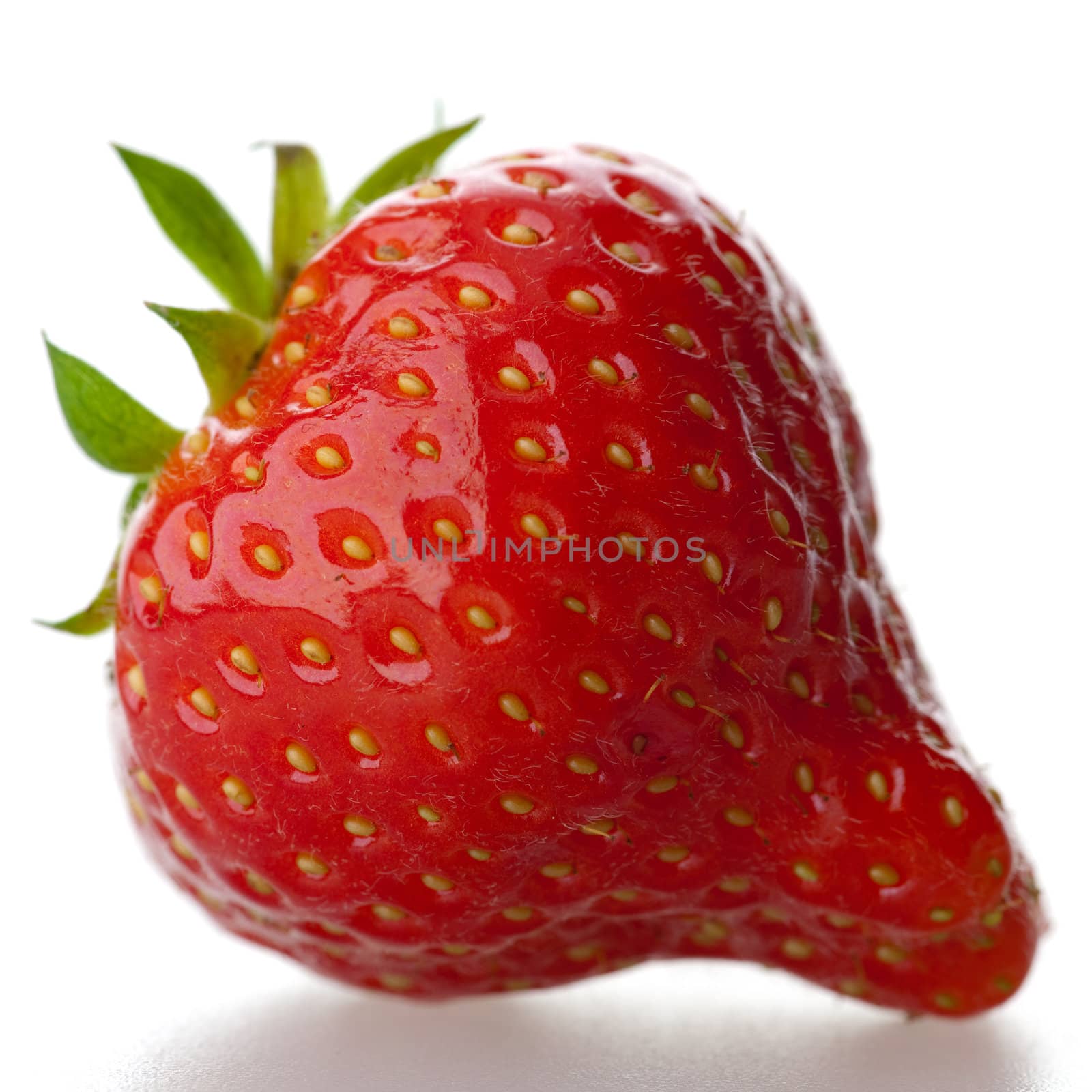 Close-up of strawberries on a white background