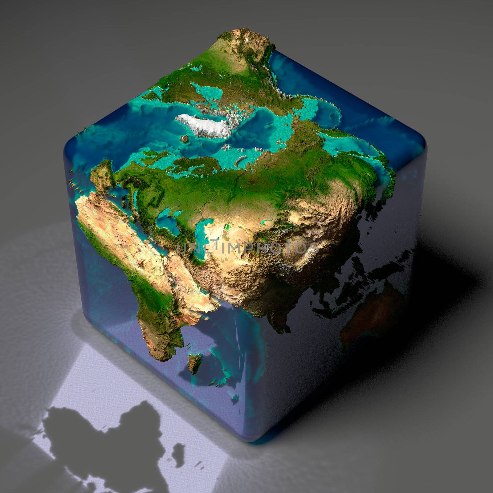 Cubic Earth with translucent ocean by Antartis
