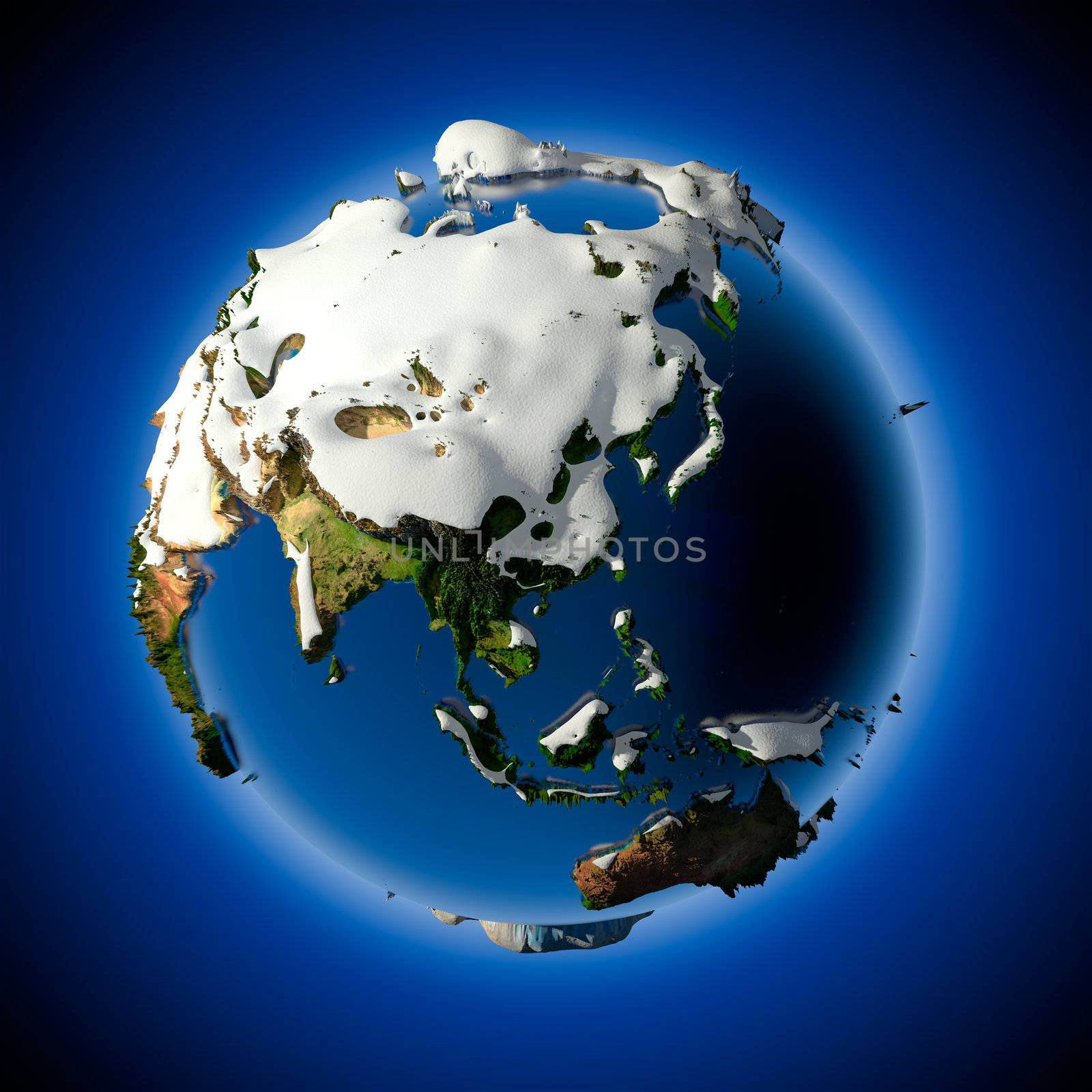 Planet Earth is covered by snow drifts by Antartis