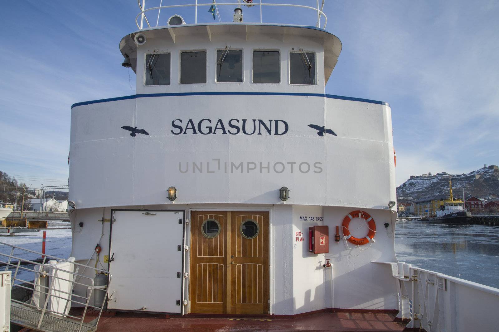 a venerable lady built in 1964 at hjørungavaag workshop, hjørungavaag, norway, the vessel is currently a passenger boat that sails in route between fredrikstad in norway and strömstad in sweden during the summer months, in the winter months are the vessel laid up at halden harbor, the image is shot in february 2013 at halden harbor