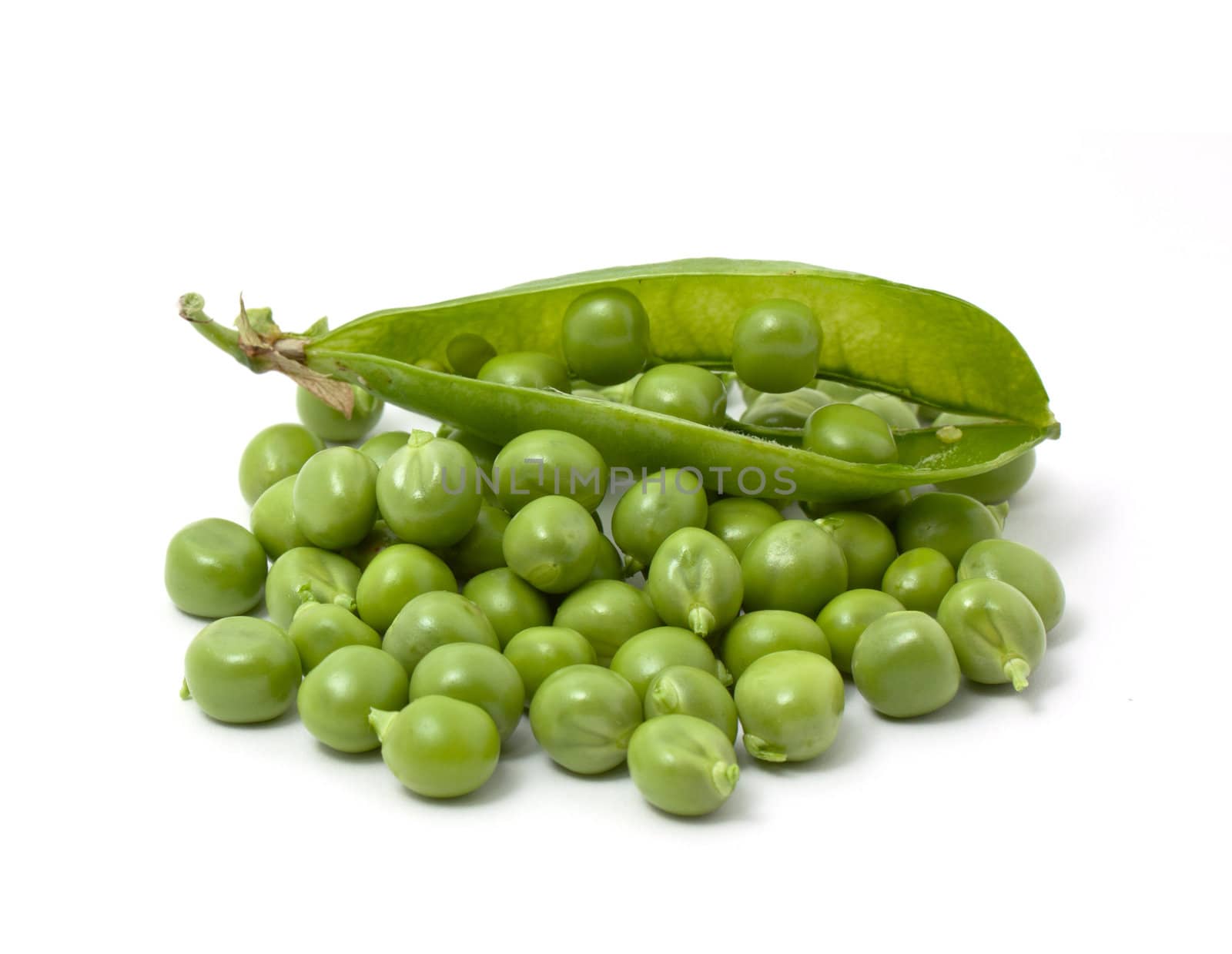 Green pea isolated on white background
