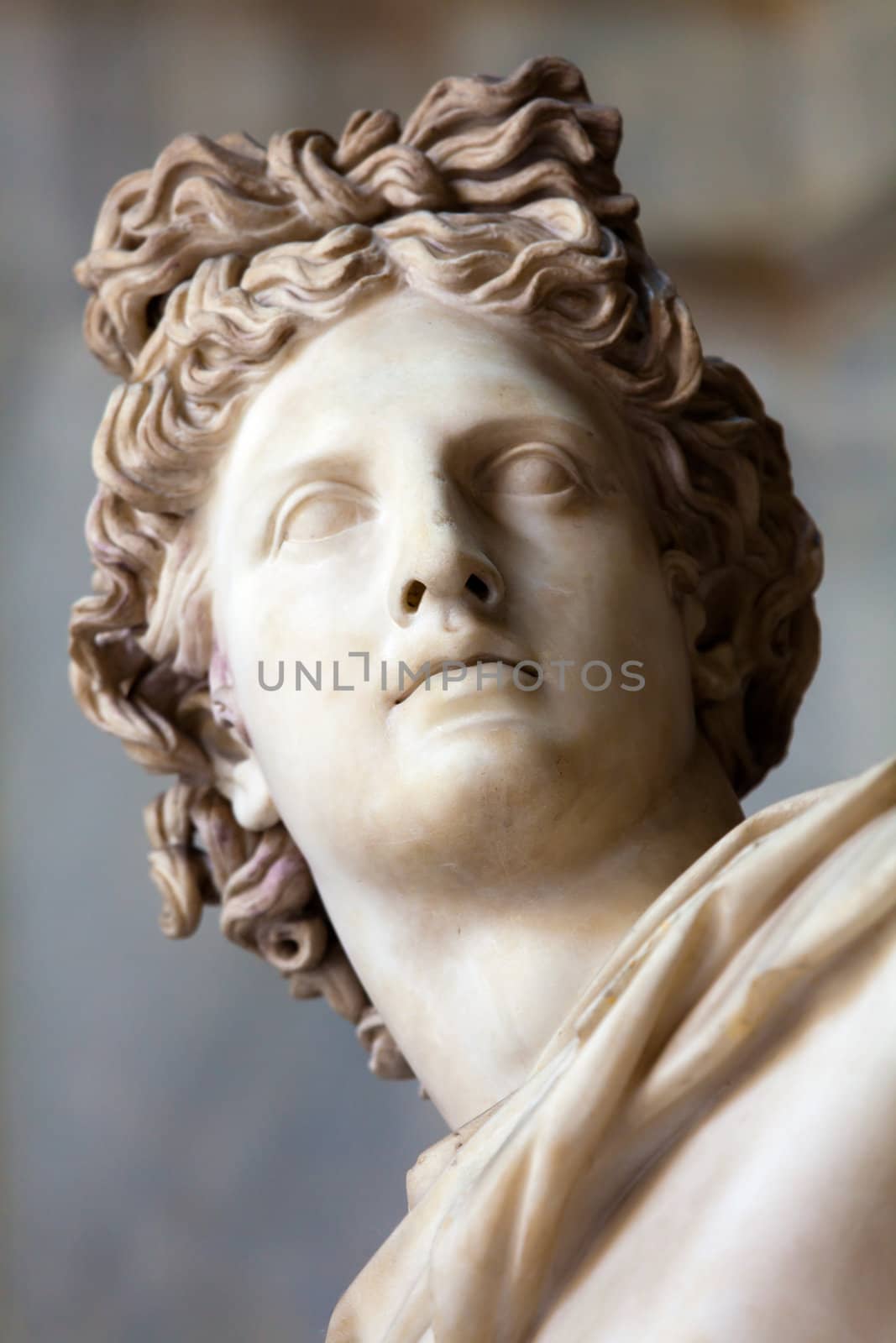 This sculpture is marble copy of lost bronze original made by Greek sculptor Leochares. Exposed in Vatican Museum, Rome, Italy