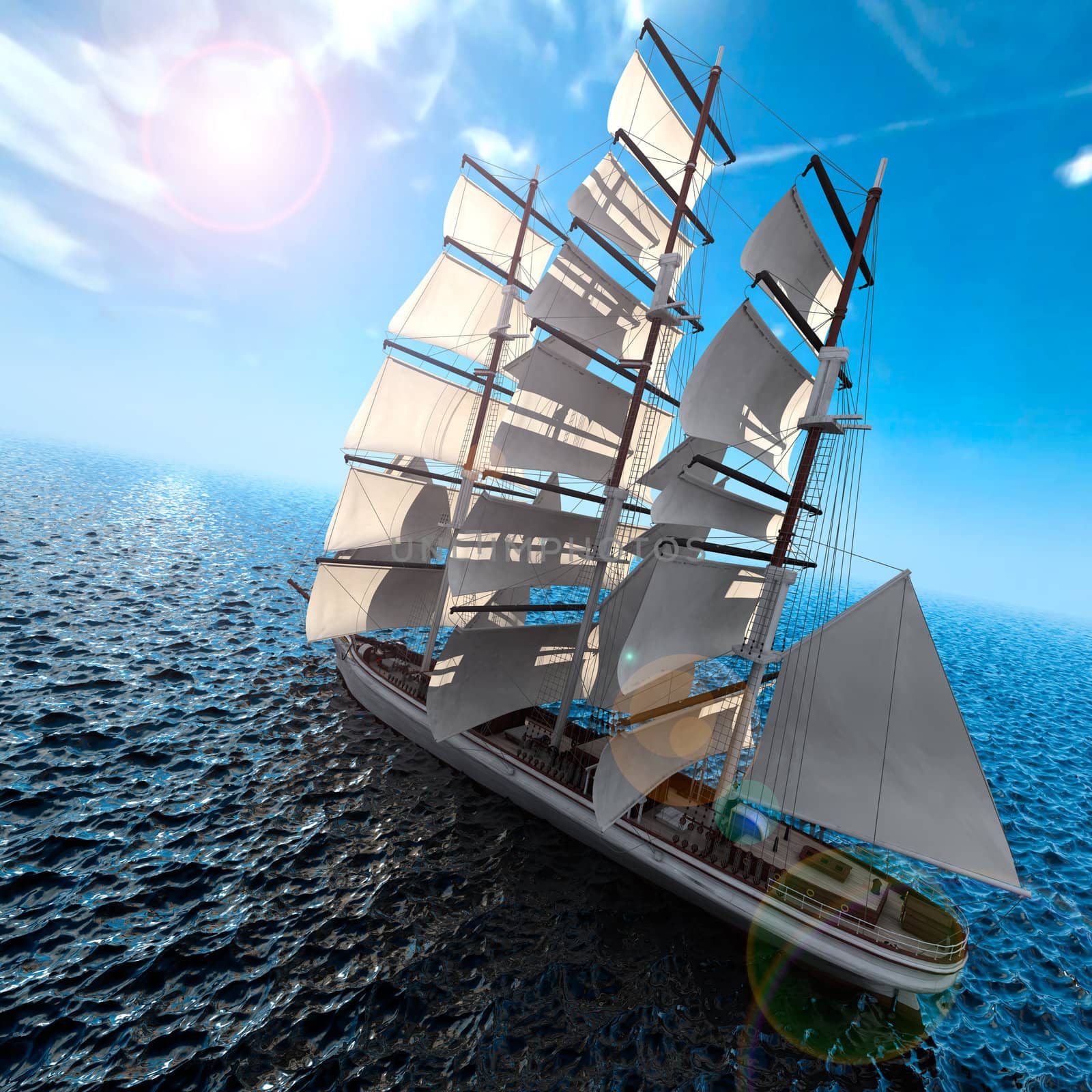 Sailing ship at sea by Antartis