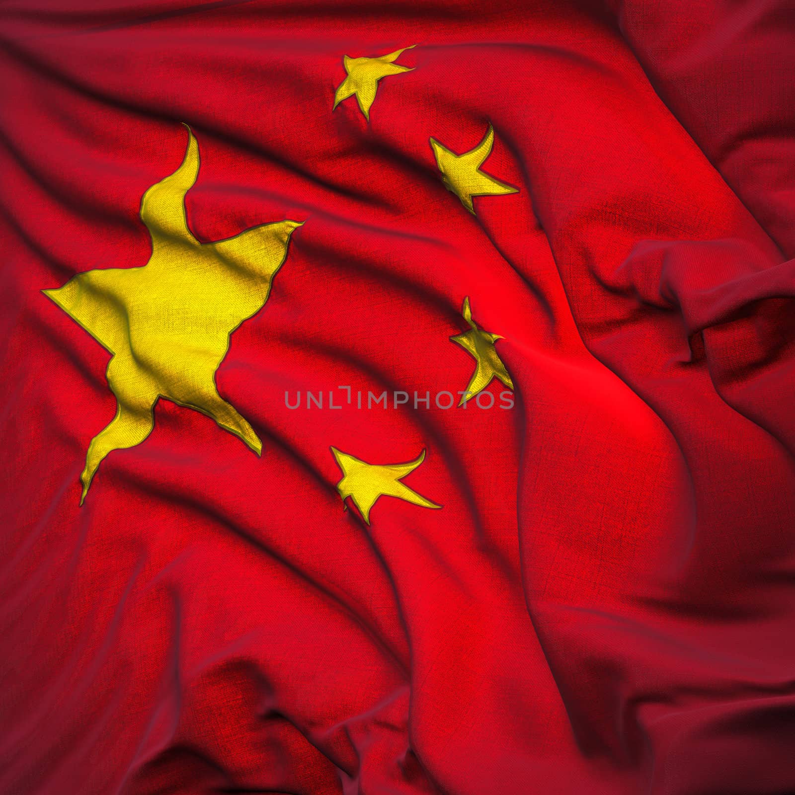 Flag of the Republic of China, fluttering in the breeze, backlit by Antartis