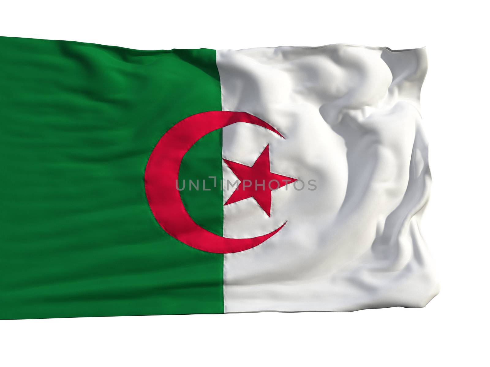 Flag of Algeria, fluttering in the wind by Antartis