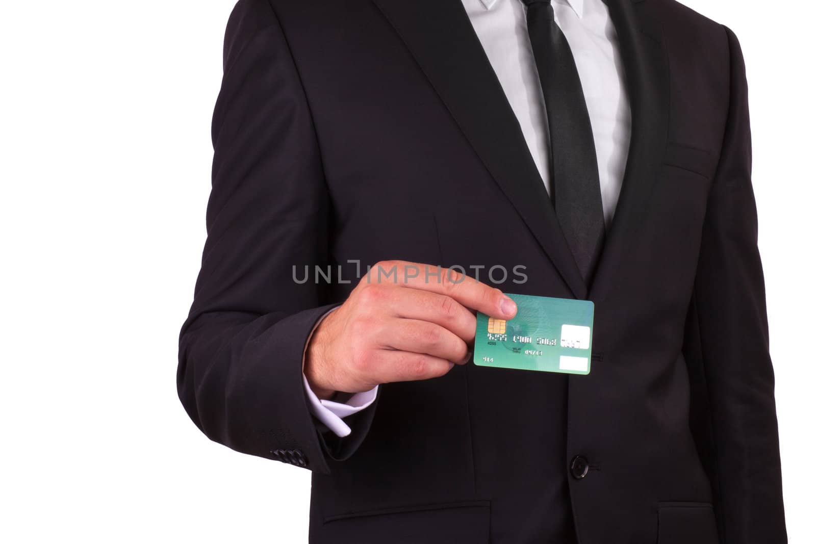 Businessman with credit card by georgenightingale