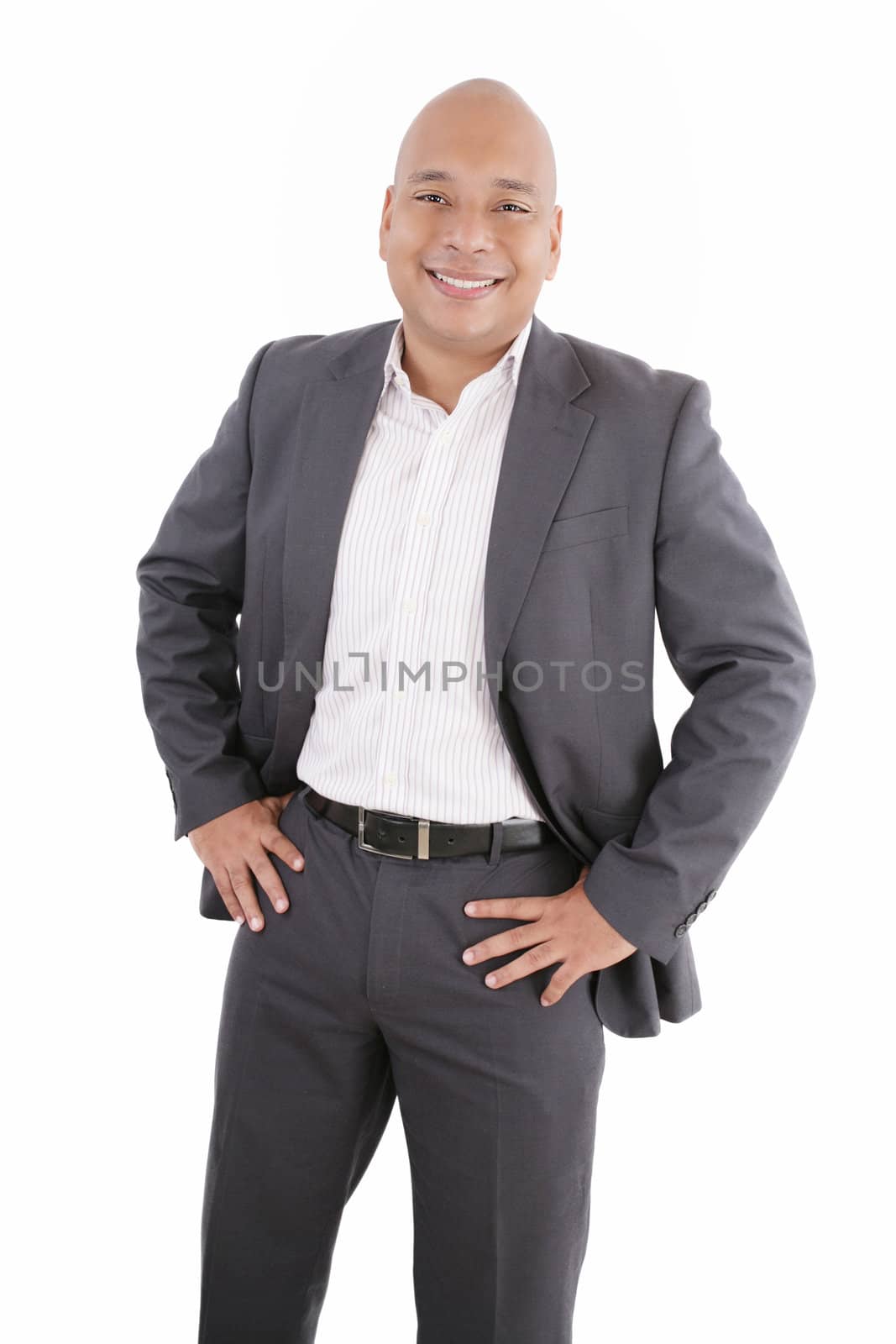portrait of black businessman with suit over white background