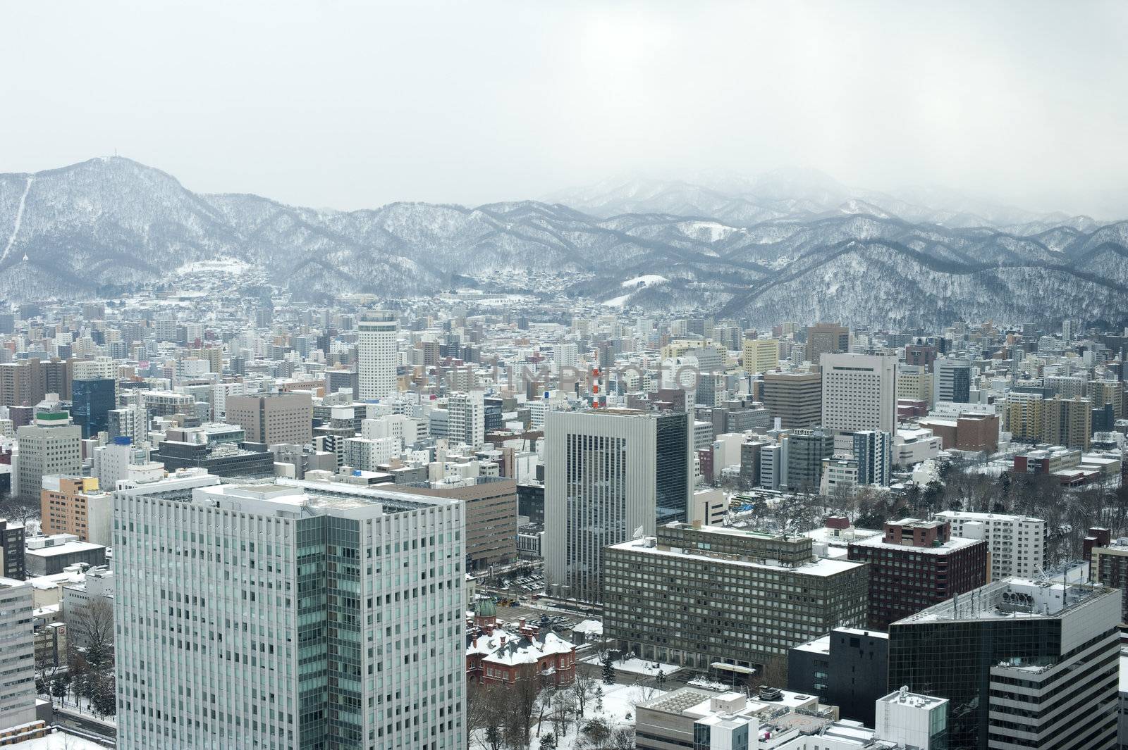 The city of Sapporo as viewed in winter, Hokkaido, Japan