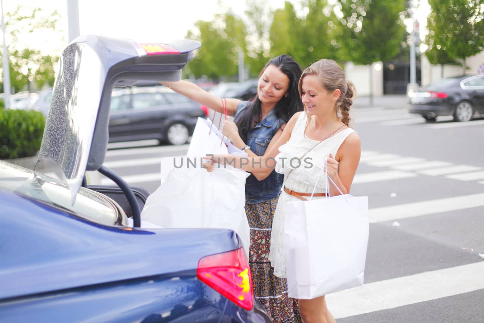 Two woman after shopping