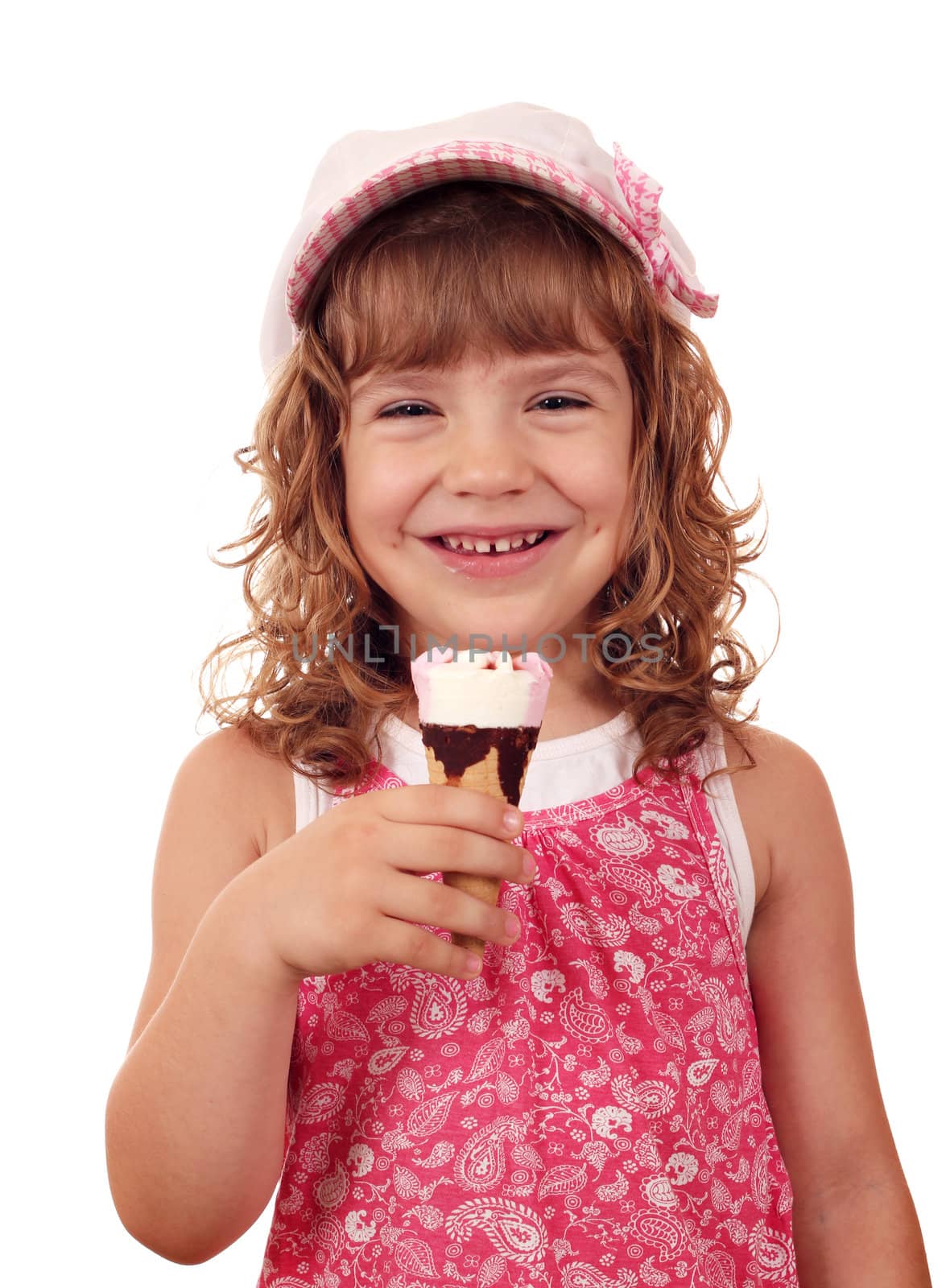 happy little girl with ice cream