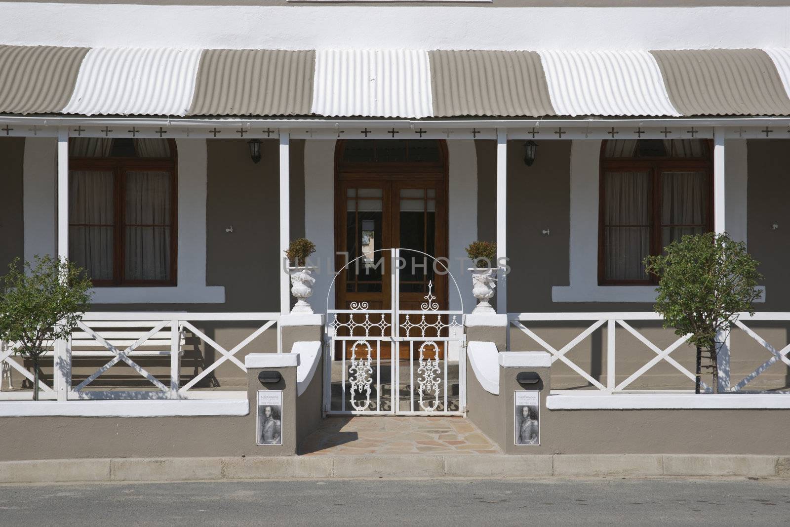 Historic building now the Lord Carnarvon Guest House in the remote village of Carnarvon in the Karoo, South Africa.