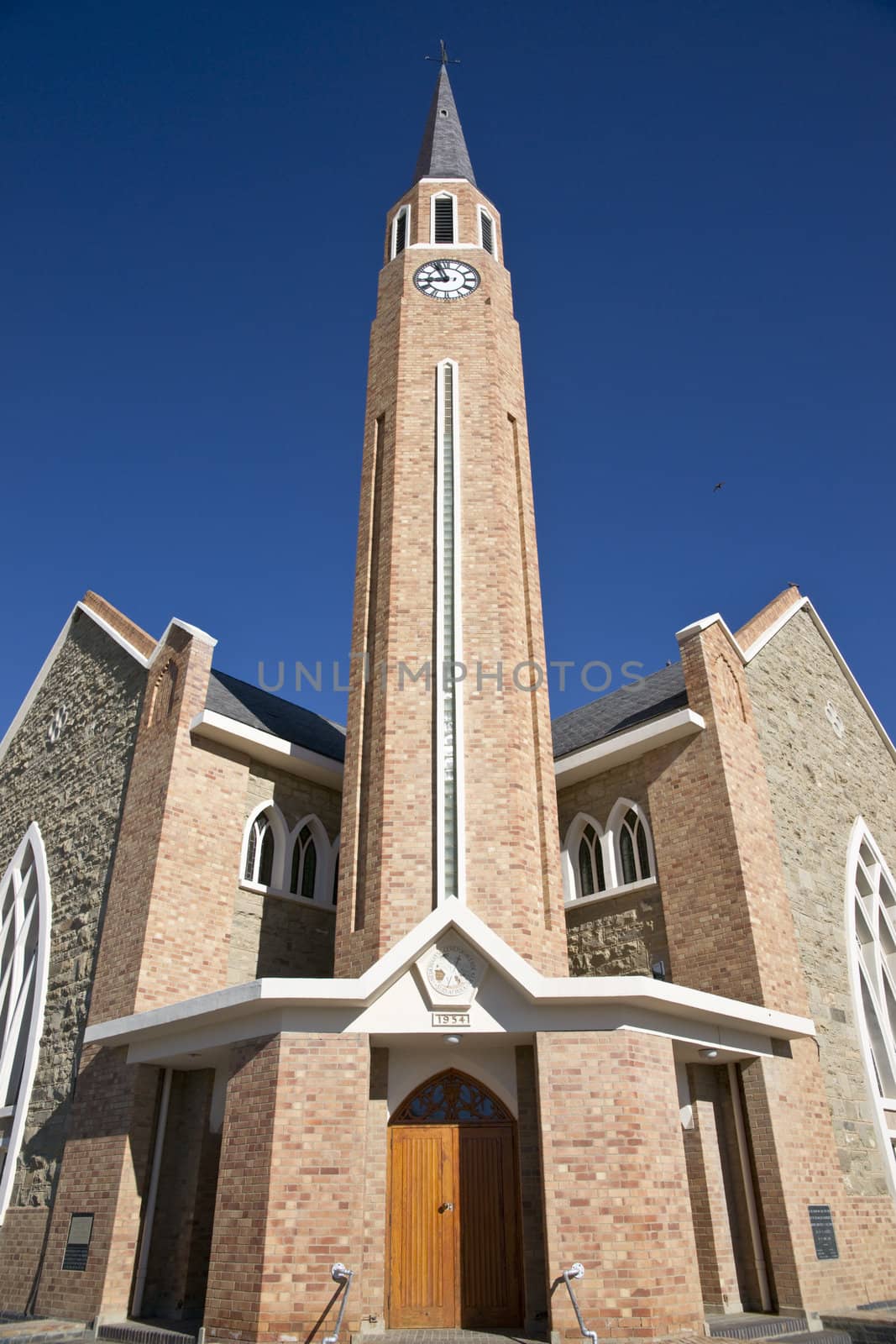 Historic red brick church in the in the remote village of Carnarvon in the Karoo, South Africa.