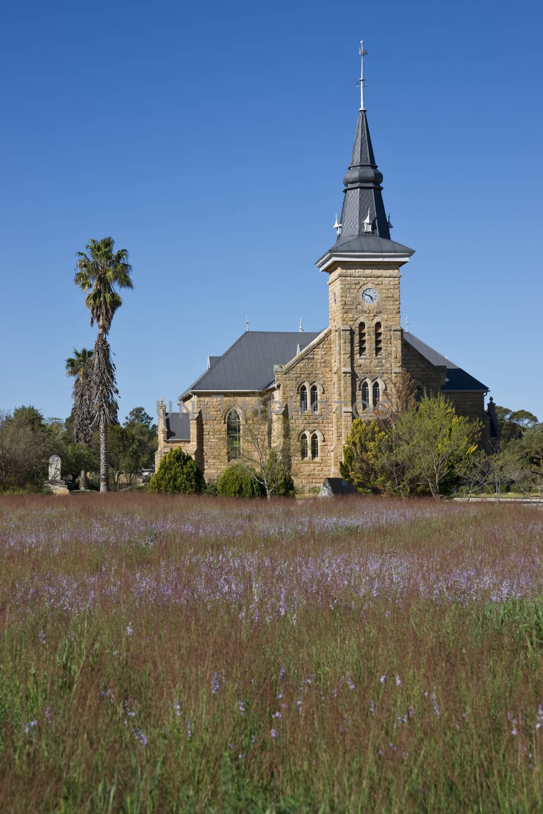 Historic church in the village of Nieuwoudtville on the Bokkeveld Plateau in South Africa.  A centre for viewing wild flowers.
