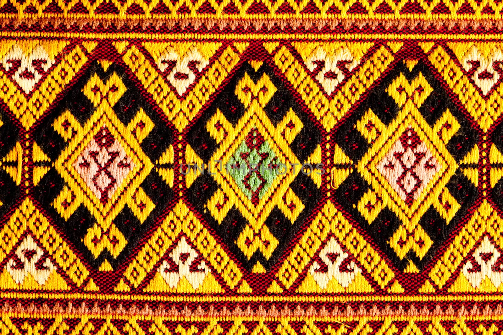 ancient thaii woven cloth, closeup