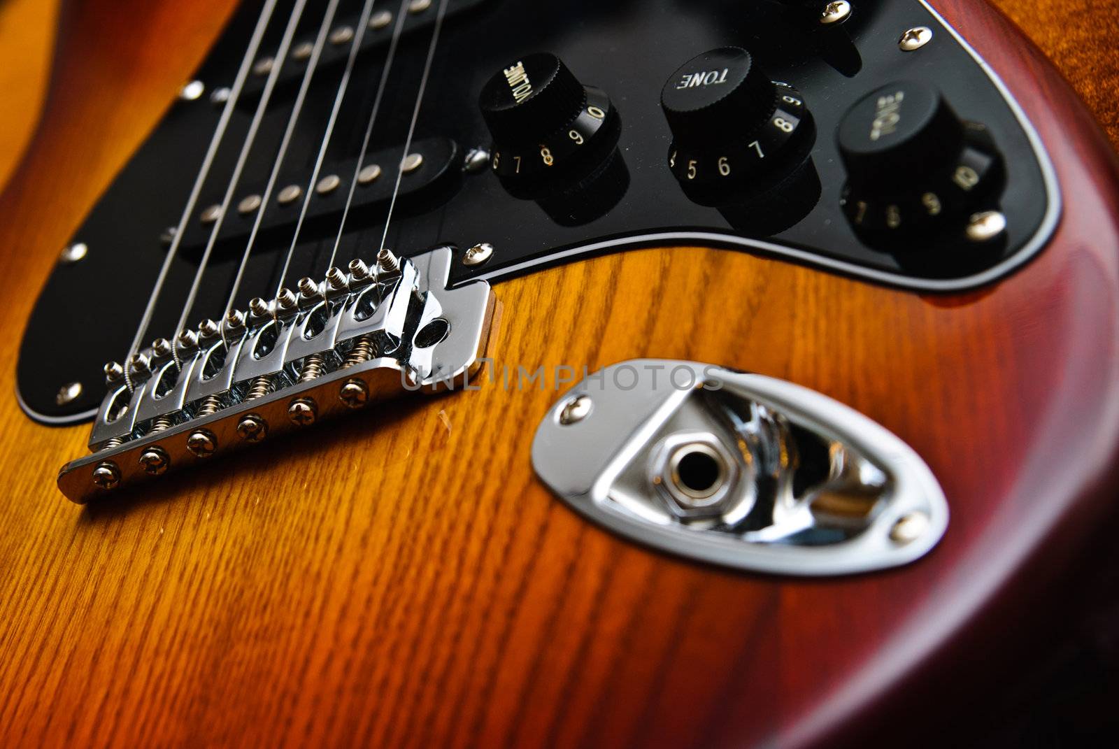 Close-up photo of electric guitar