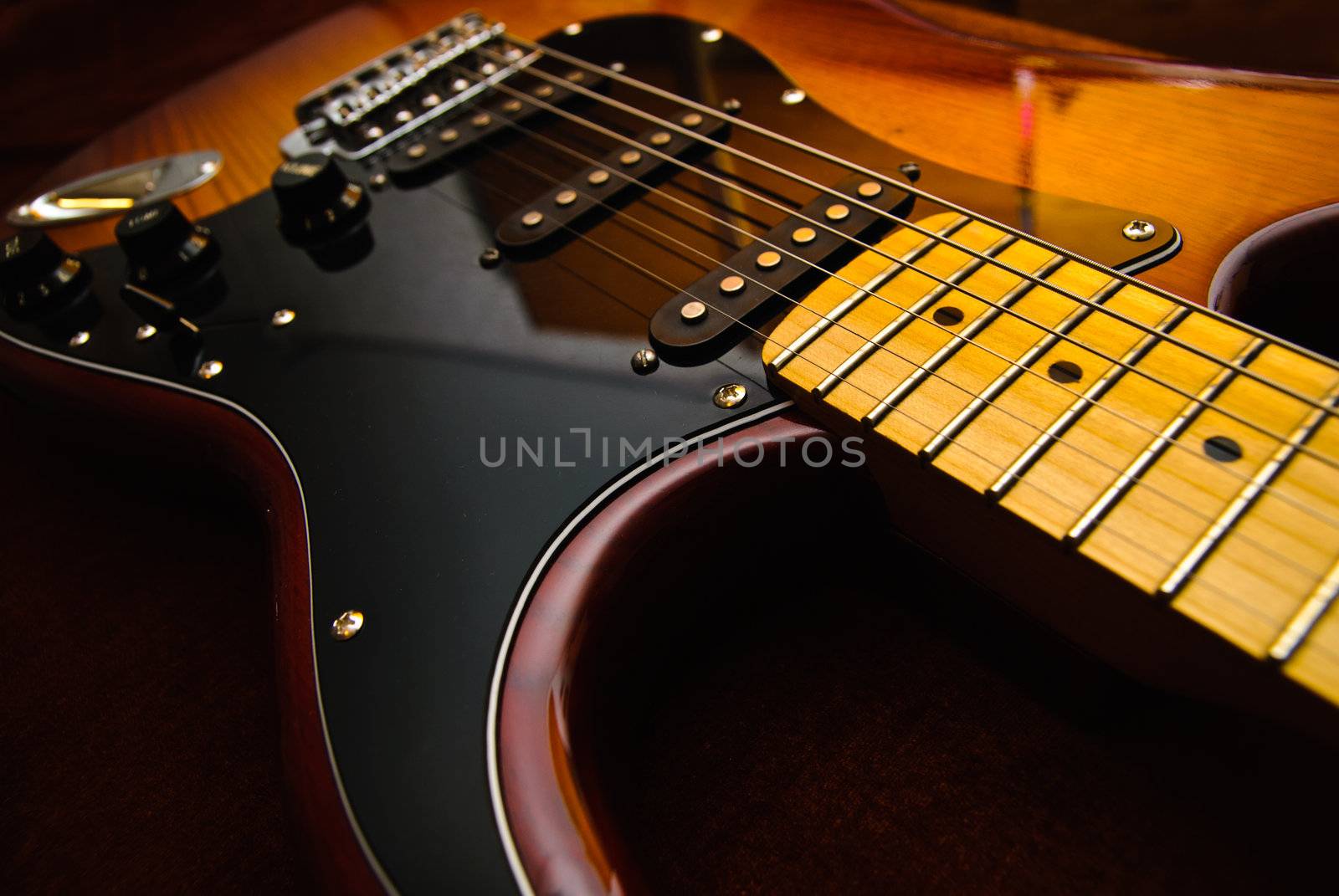 Close-up photo of electric guitar