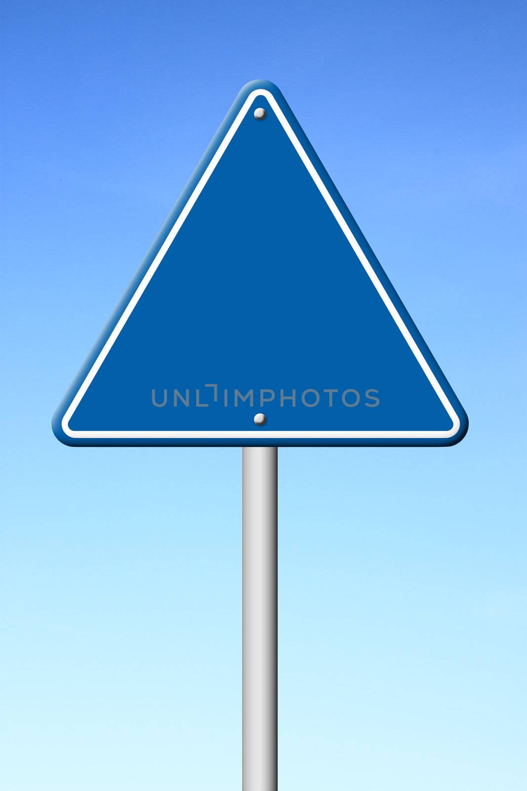 triangular road sign with sky by geargodz