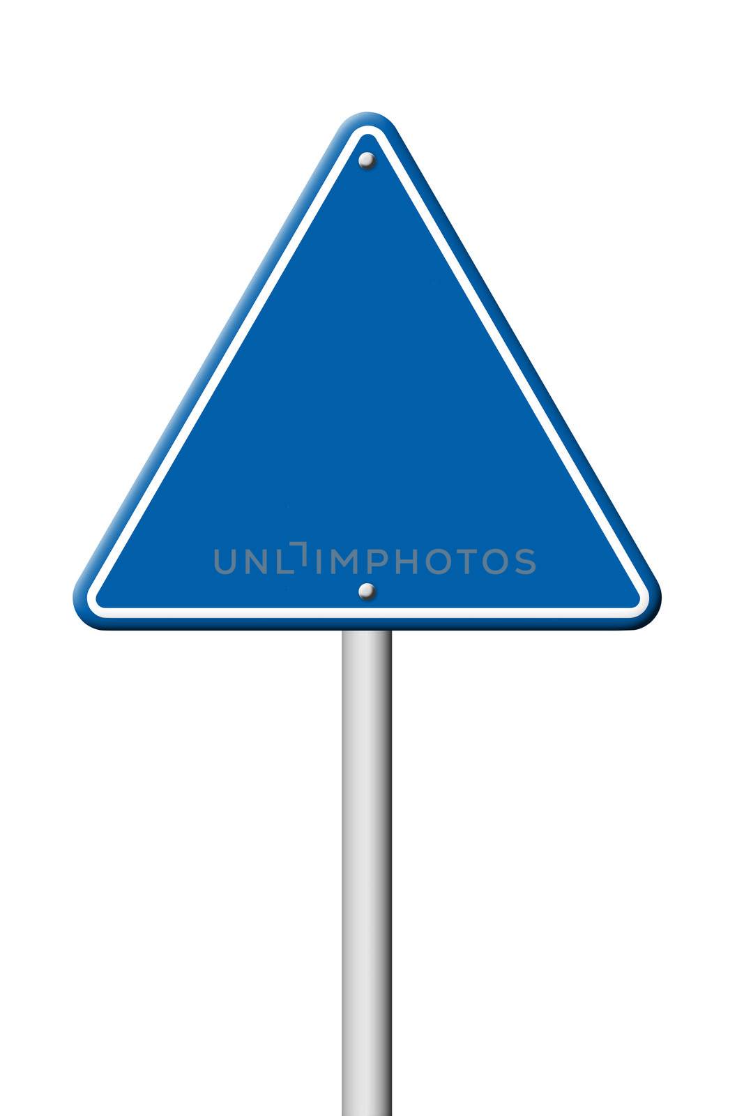 blue triangular road sign balnk fort text