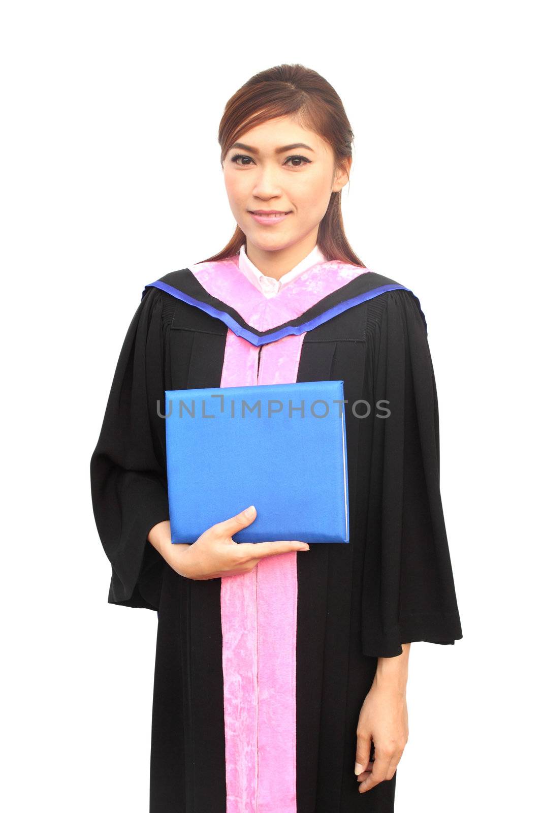 happy beautiful graduation girl holding her diploma