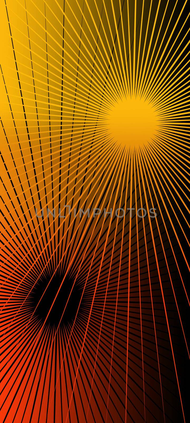Abstract illustration depicting geometric red black and gold lines.