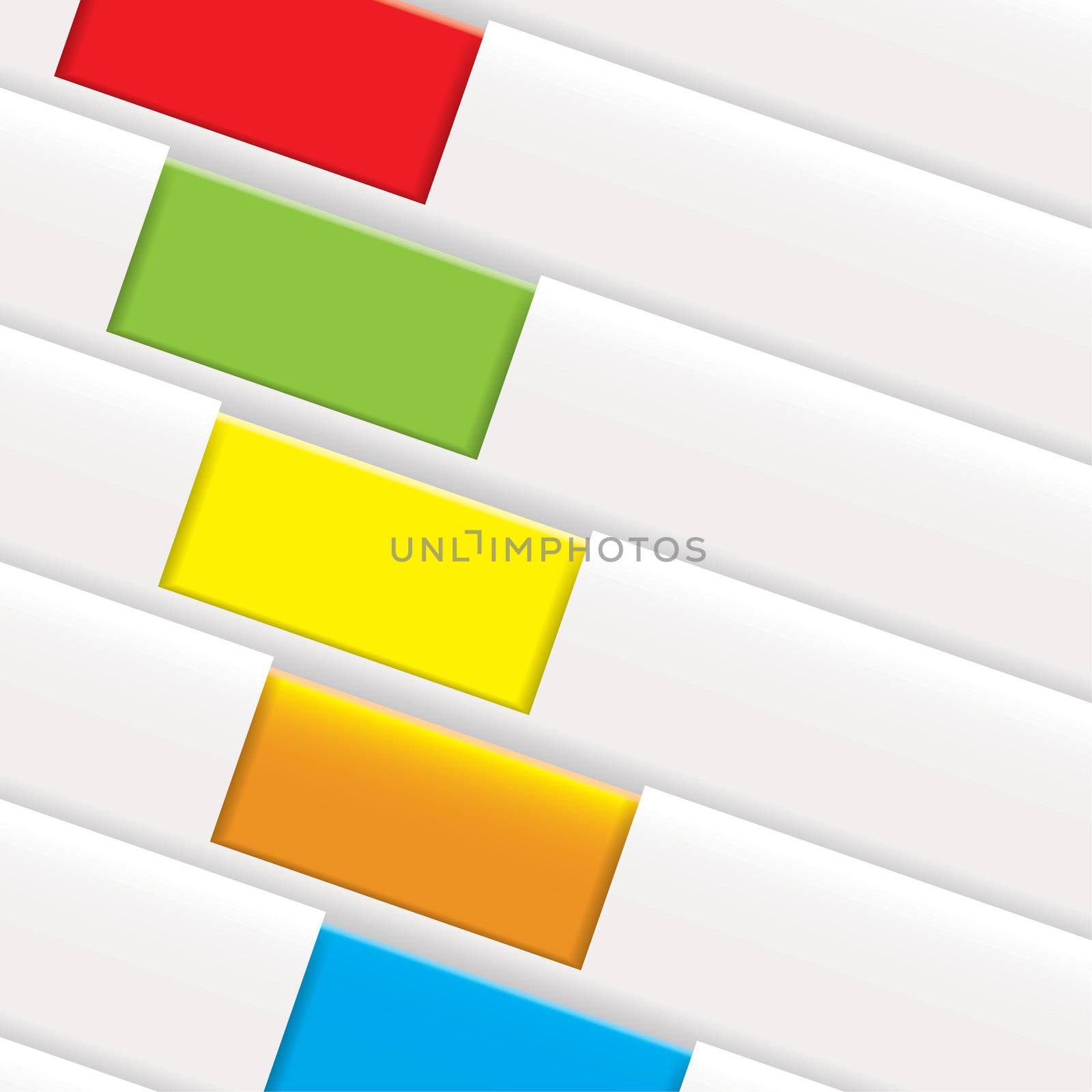 White paper background with colorful tab or tag with copyspace