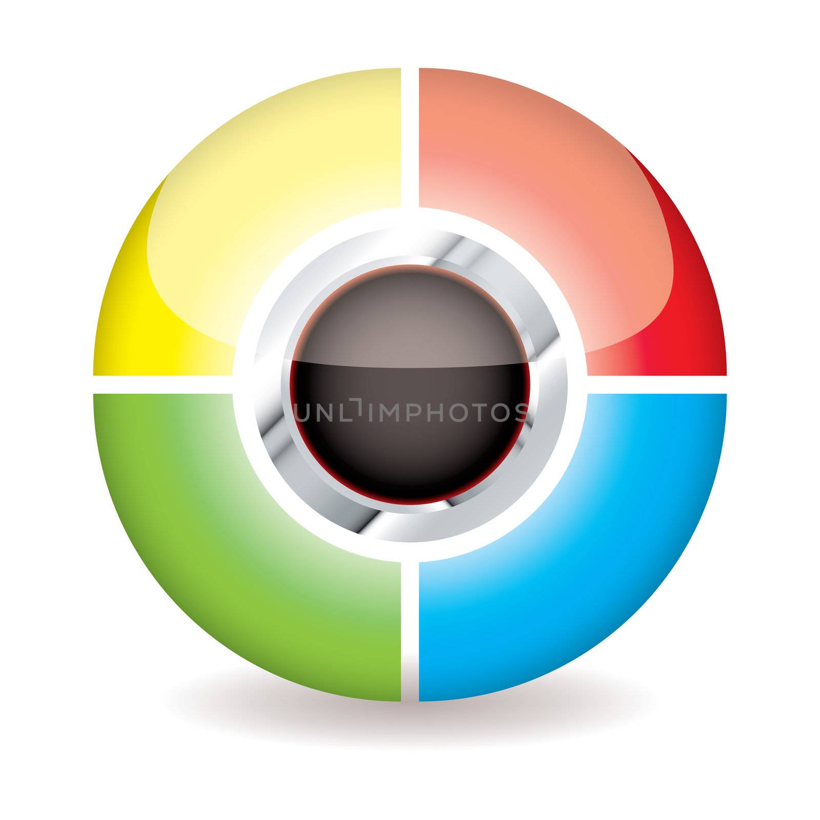 Simple modern icon symbol with bright colours and drop shadow