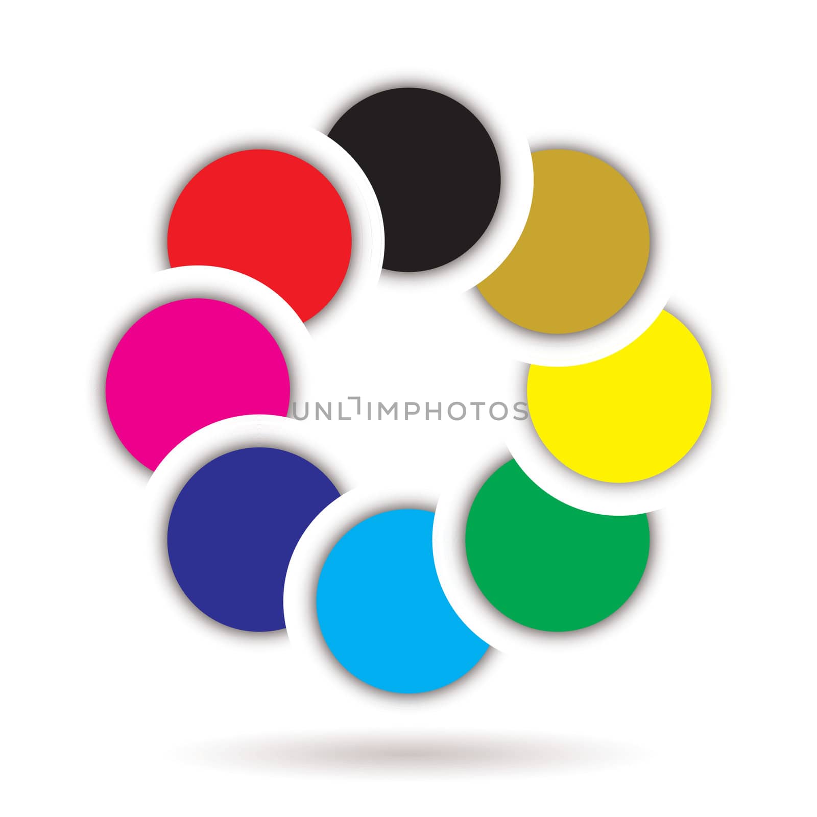 Overlapping rainbow collection of circles with copy space