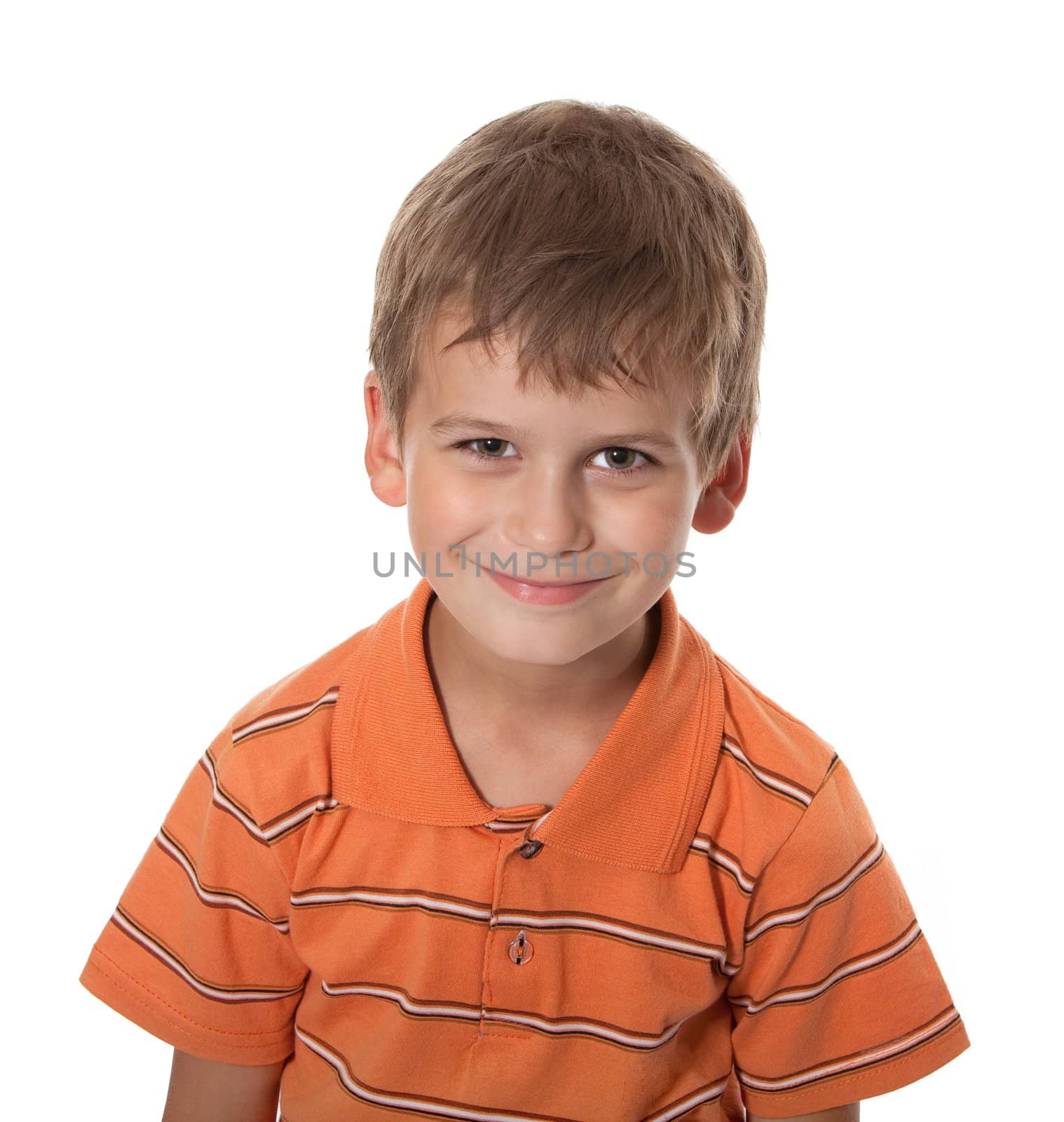 Cute boy smilling isolated on a white background