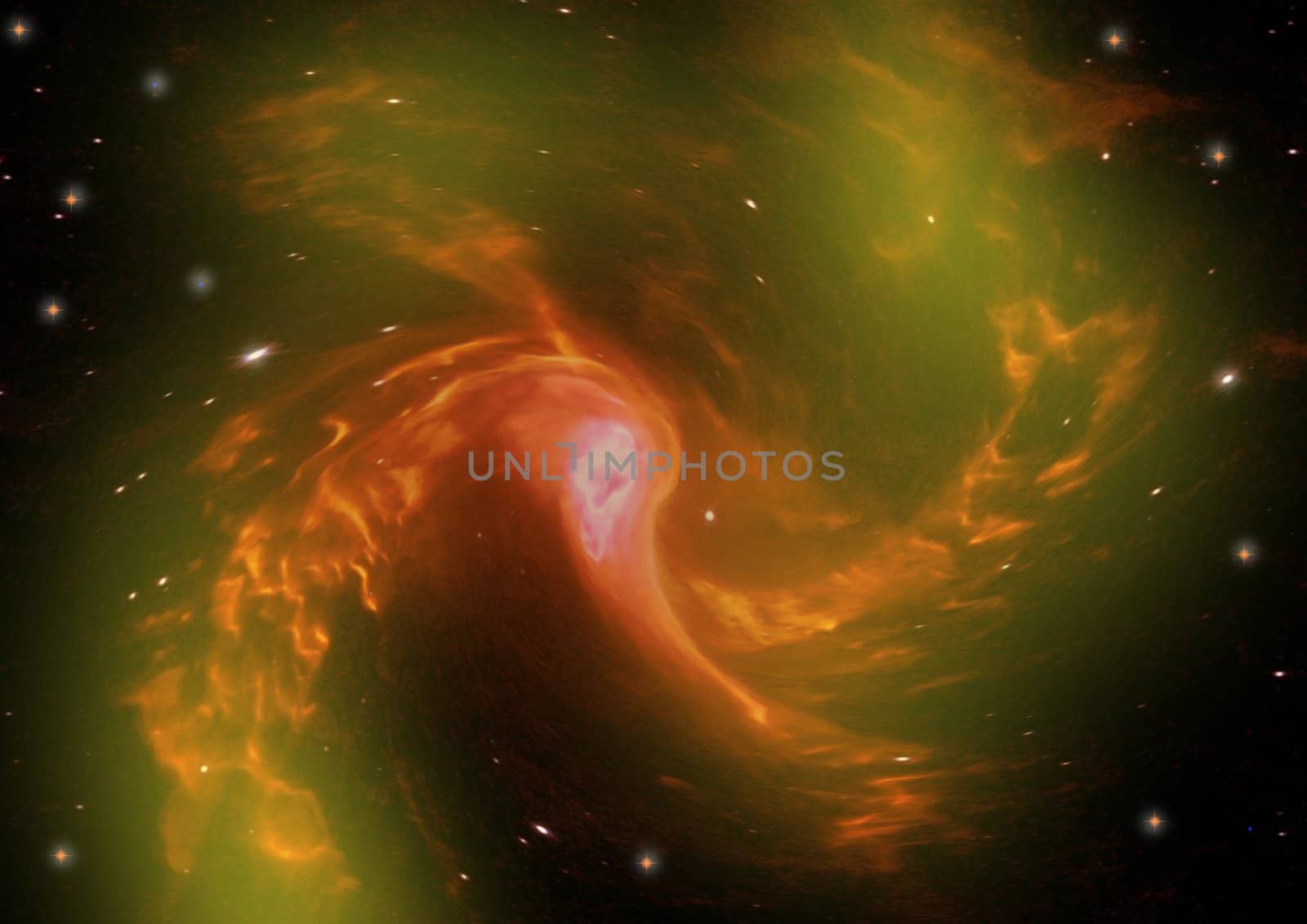 being shone spiral gas nebula and stars in a far space