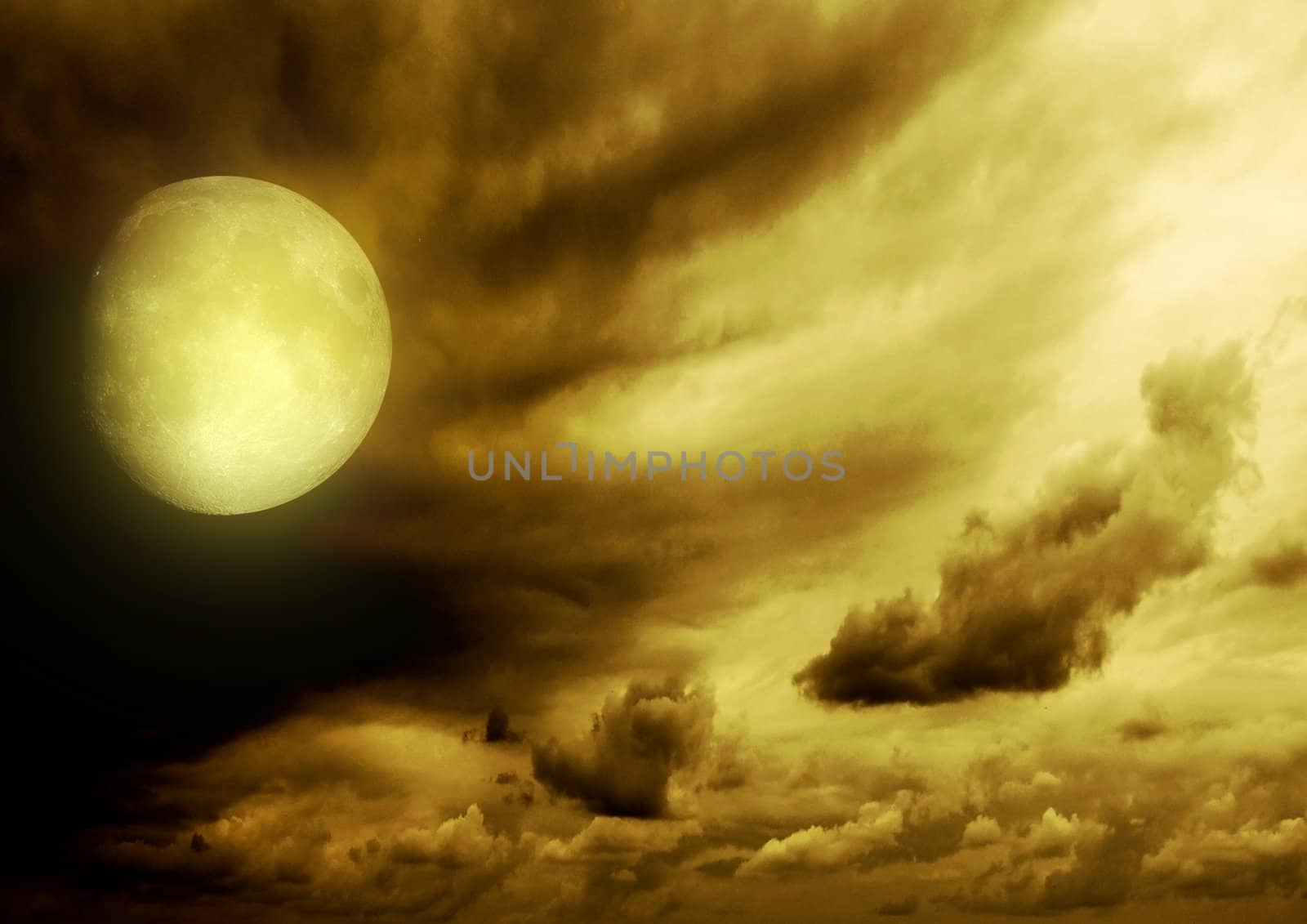 Full moon in the night black sky