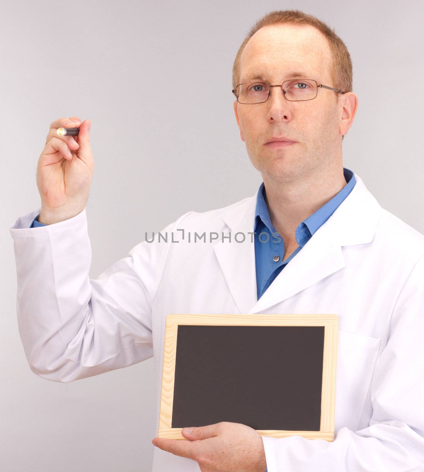 Medical doctor with blackboard 
