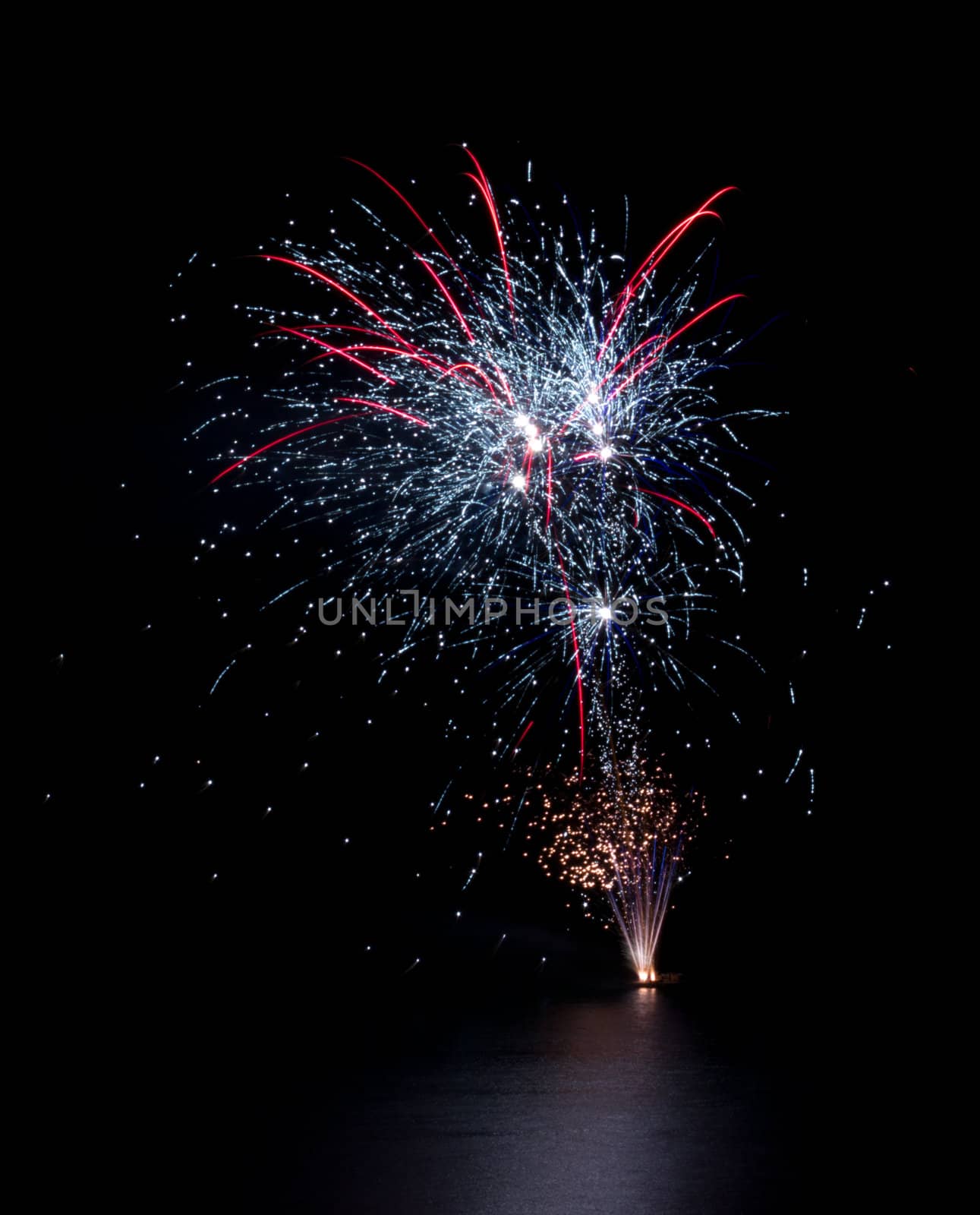 Firework on lake