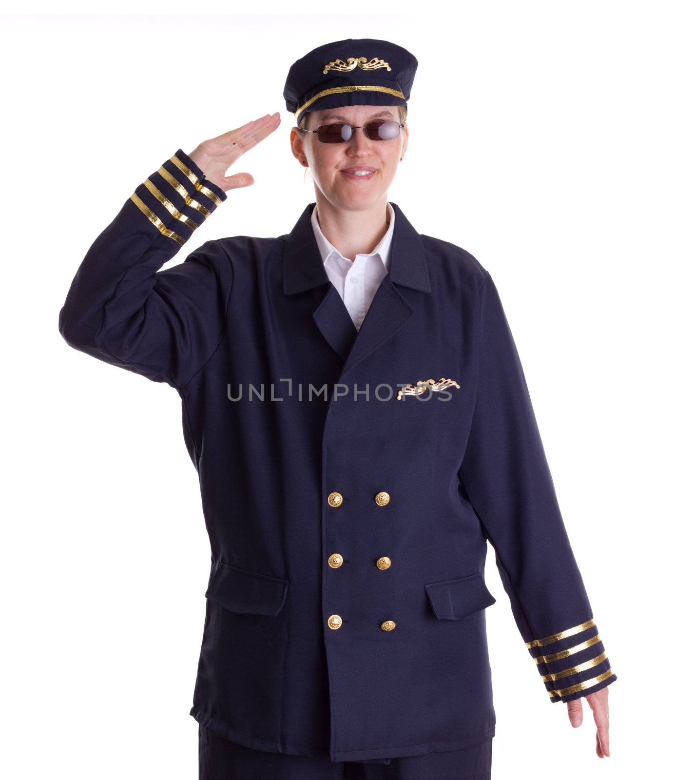 Female pilot saluting