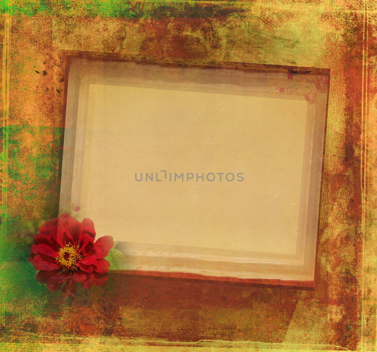 Grunge Frame For Congratulation With Flower