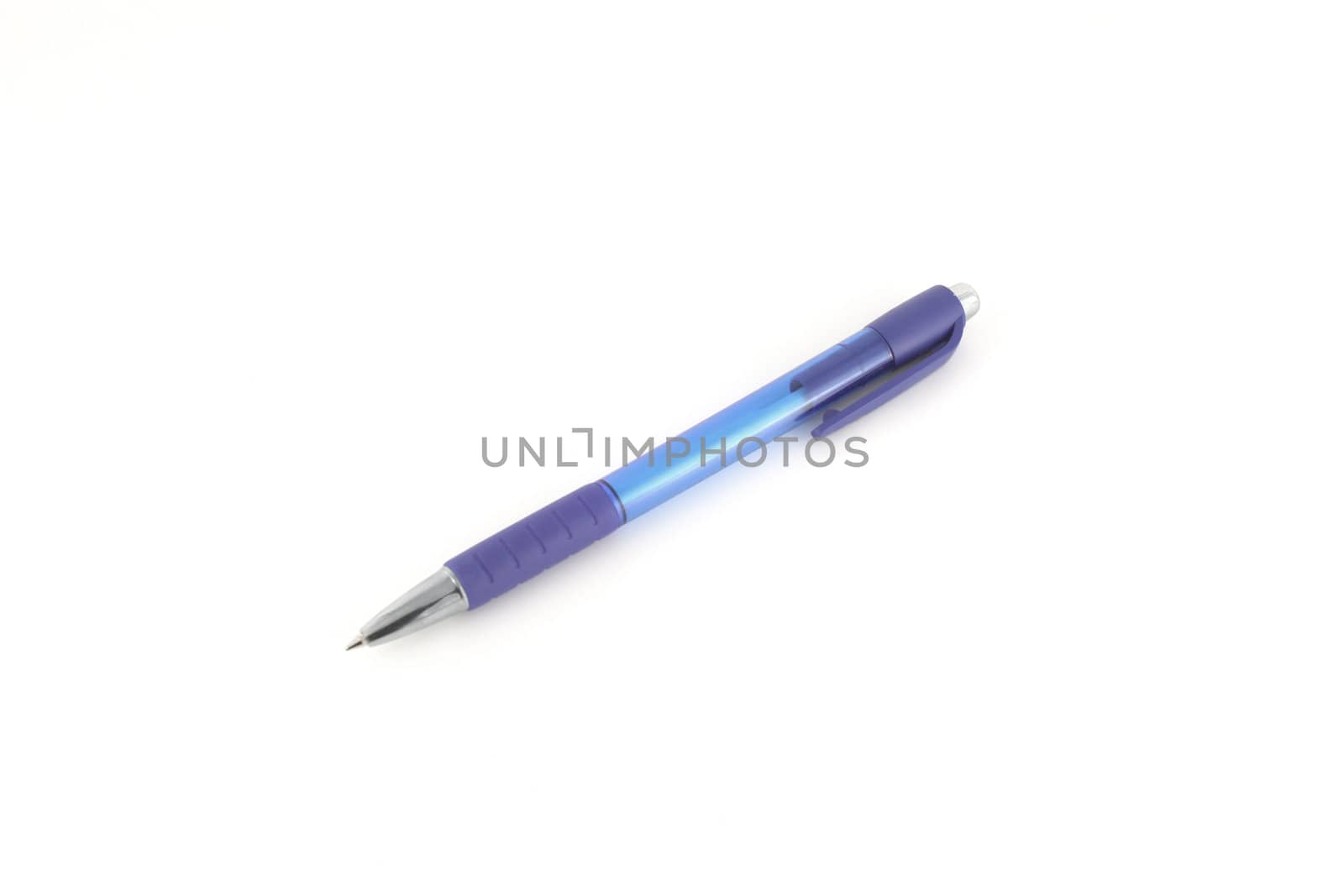 Blue ball-point pen over white