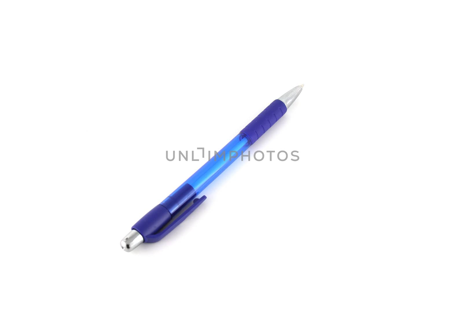 Blue ball-point pen over white