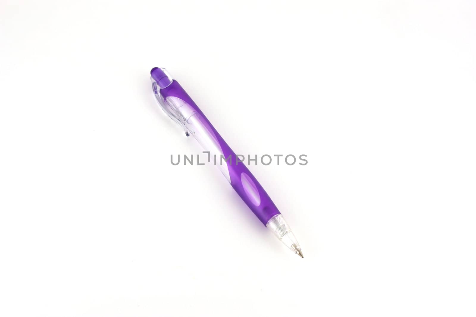 Violet ball-point pen over white