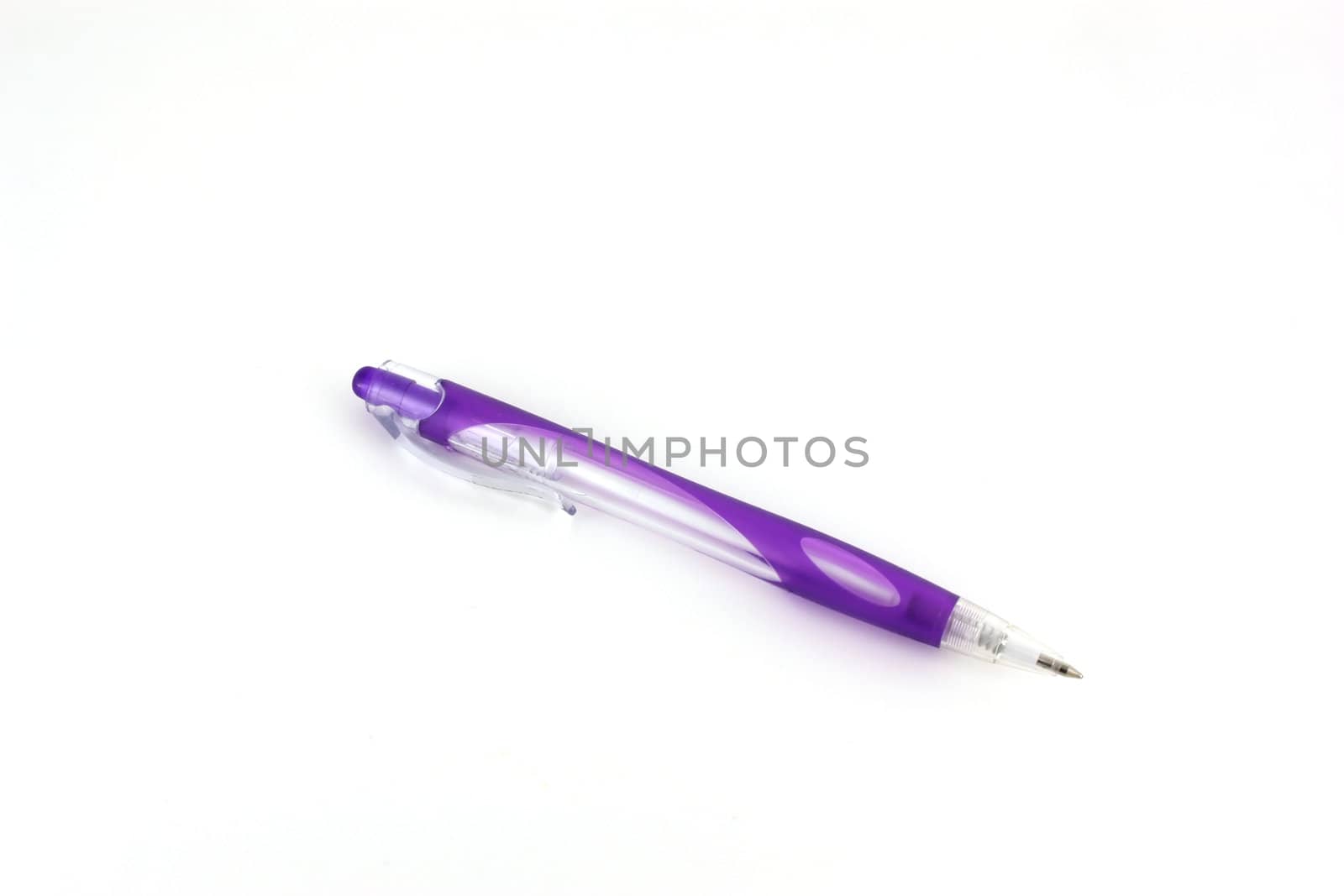 Violet ball-point pen over white