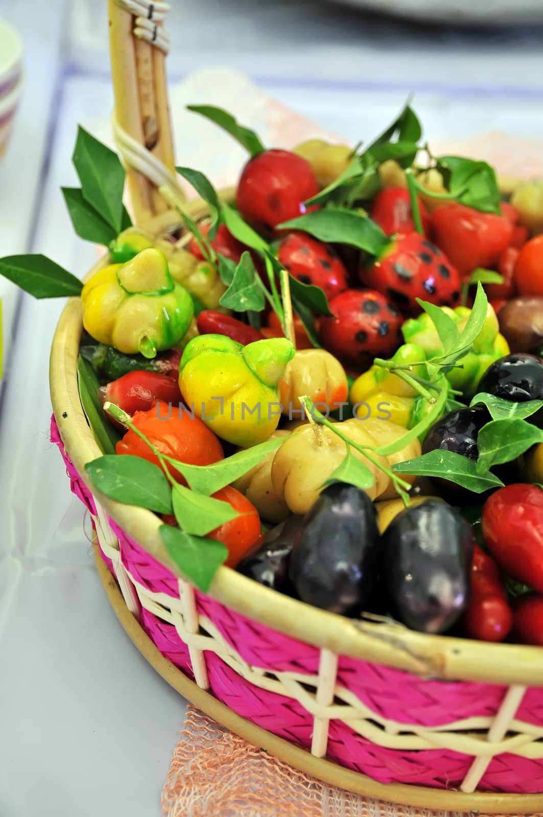 Varieties of colorful Thai dessert 