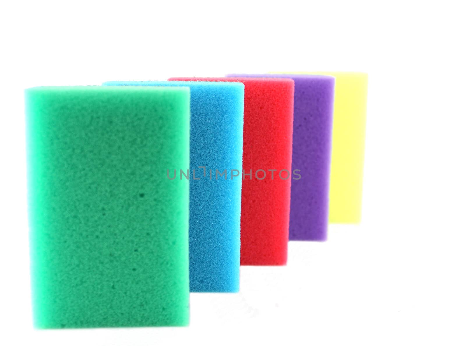 Color sponges over white. Shallow DOF.