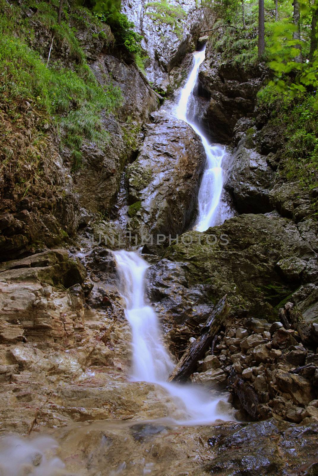 One of the many waterfalls in the Slovakian paradise natural park