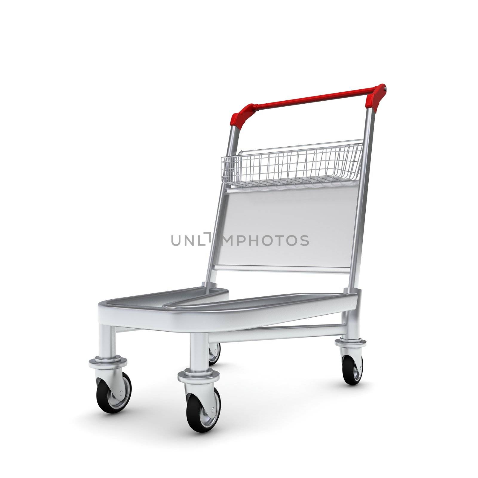 Trolley for luggage at the airport. Isolated on white background
