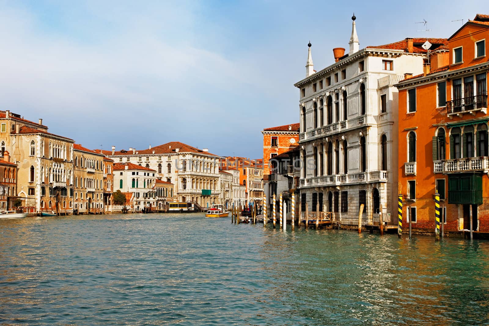 Morning image of the Canale Grande which is the main waterway in Venice,Italy.